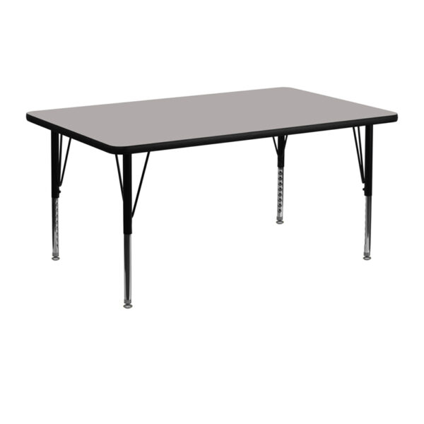 Wholesale 24''W x 48''L Rectangular Grey HP Laminate Activity Table - Height Adjustable Short Legs