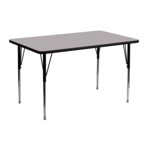 Wholesale 24''W x 48''L Rectangular Grey Thermal Laminate Activity Table - Standard Height Adjustable Legs