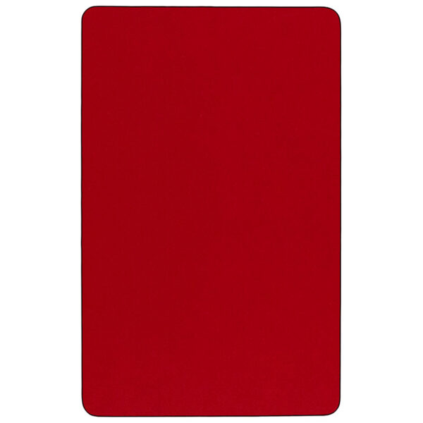Lowest Price 24''W x 48''L Rectangular Red Thermal Laminate Activity Table - Standard Height Adjustable Legs