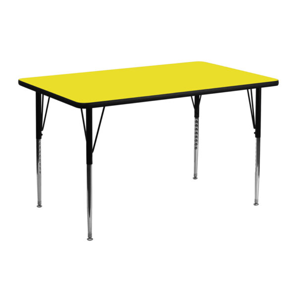 Wholesale 24''W x 48''L Rectangular Yellow HP Laminate Activity Table - Standard Height Adjustable Legs