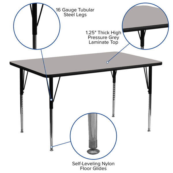 Popular Rectangle Activity Table 24x60 REC Grey Activity Table