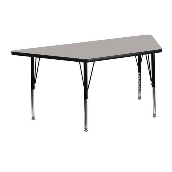 Wholesale 25''W x 45''L Trapezoid Grey HP Laminate Activity Table - Height Adjustable Short Legs