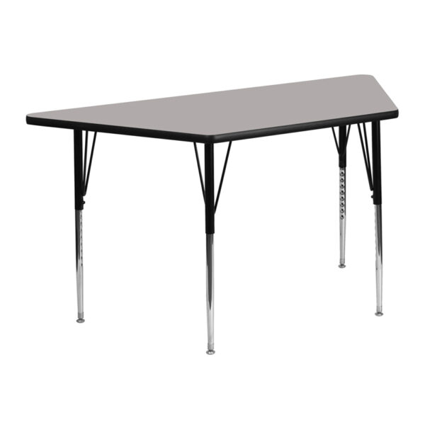 Wholesale 25''W x 45''L Trapezoid Grey HP Laminate Activity Table - Standard Height Adjustable Legs