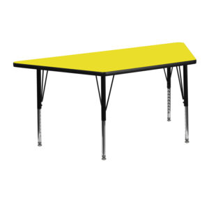 Wholesale 25''W x 45''L Trapezoid Yellow HP Laminate Activity Table - Height Adjustable Short Legs
