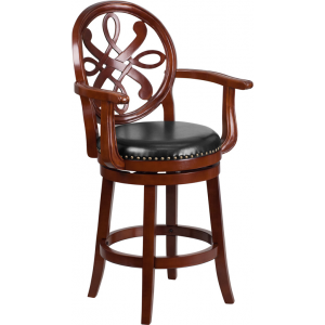 Wholesale 26'' High Cherry Wood Counter Height Stool with Arms