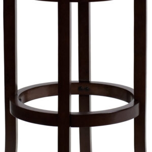 Wholesale 29'' High Backless Cappuccino Wood Barstool with Black Leather Swivel Seat