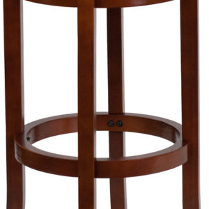 Wholesale 29'' High Backless Light Cherry Wood Barstool with Black Leather Swivel Seat