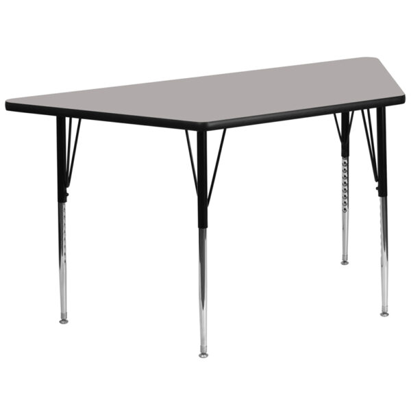 Wholesale 29.5''W x 57.25''L Trapezoid Grey HP Laminate Activity Table - Standard Height Adjustable Legs