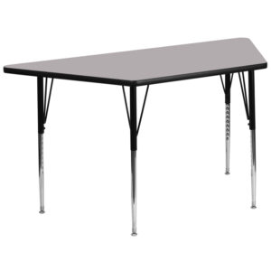 Wholesale 29.5''W x 57.25''L Trapezoid Grey Thermal Laminate Activity Table - Standard Height Adjustable Legs