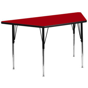 Wholesale 29.5''W x 57.25''L Trapezoid Red Thermal Laminate Activity Table - Standard Height Adjustable Legs