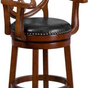 Wholesale 30'' High Brandy Wood Barstool with Arms