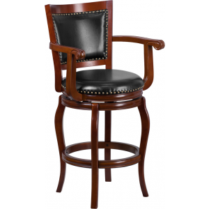 Wholesale 30'' High Cherry Wood Barstool with Arms
