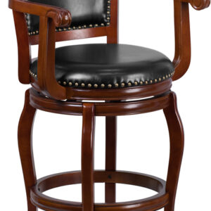 Wholesale 30'' High Cherry Wood Barstool with Arms