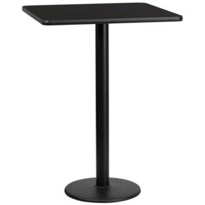 Wholesale 30'' Square Black Laminate Table Top with 18'' Round Bar Height Table Base