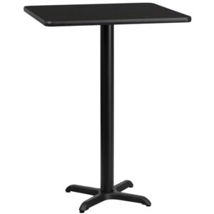Wholesale 30'' Square Black Laminate Table Top with 22'' x 22'' Bar Height Table Base