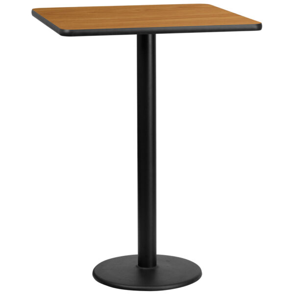 Wholesale 30'' Square Natural Laminate Table Top with 18'' Round Bar Height Table Base