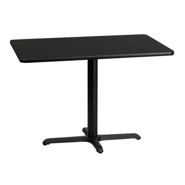Wholesale 30'' x 42'' Rectangular Black Laminate Table Top with 22'' x 30'' Table Height Base
