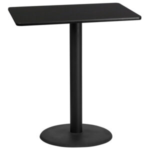 Wholesale 30'' x 42'' Rectangular Black Laminate Table Top with 24'' Round Bar Height Table Base