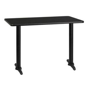Wholesale 30'' x 42'' Rectangular Black Laminate Table Top with 5'' x 22'' Table Height Bases