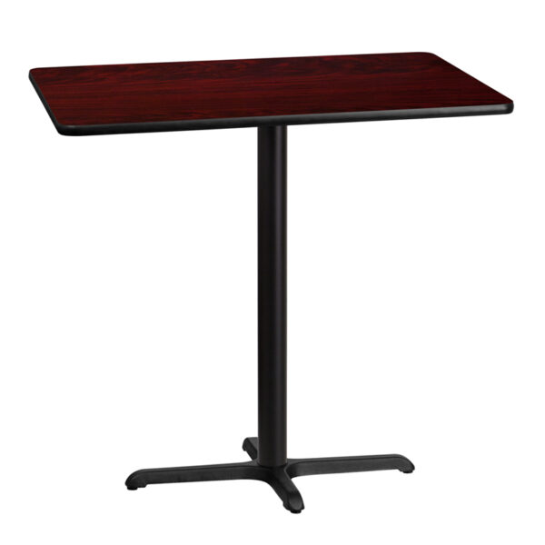 Wholesale 30'' x 42'' Rectangular Mahogany Laminate Table Top with 22'' x 30'' Bar Height Table Base