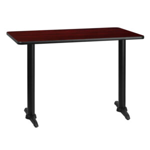 Wholesale 30'' x 42'' Rectangular Mahogany Laminate Table Top with 5'' x 22'' Table Height Bases