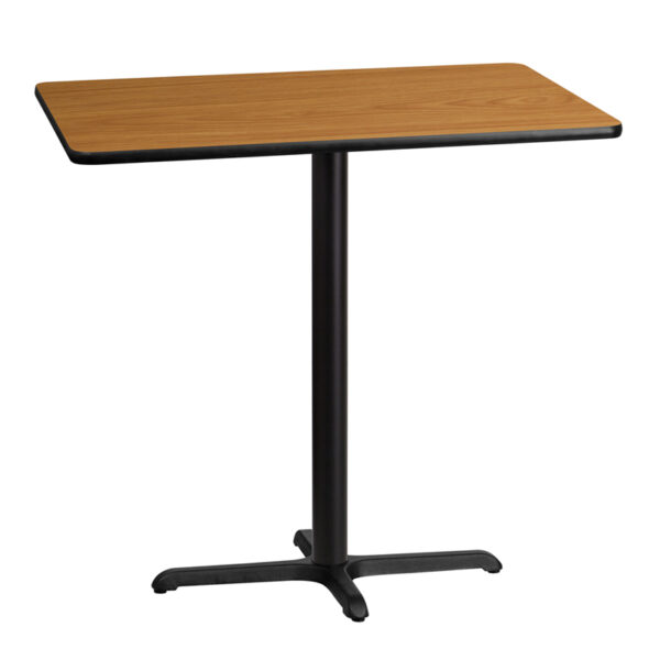 Wholesale 30'' x 42'' Rectangular Natural Laminate Table Top with 22'' x 30'' Bar Height Table Base