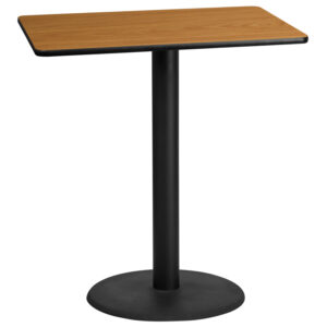 Wholesale 30'' x 42'' Rectangular Natural Laminate Table Top with 24'' Round Bar Height Table Base
