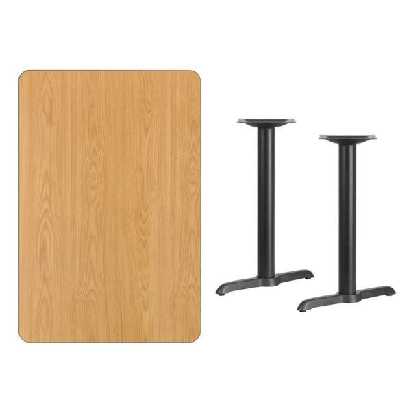 Lowest Price 30'' x 45'' Rectangular Natural Laminate Table Top with 5'' x 22'' Table Height Bases