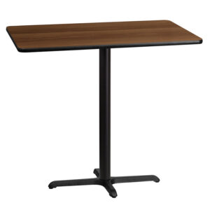 Wholesale 30'' x 45'' Rectangular Walnut Laminate Table Top with 22'' x 30'' Bar Height Table Base