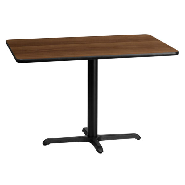 Wholesale 30'' x 45'' Rectangular Walnut Laminate Table Top with 22'' x 30'' Table Height Base