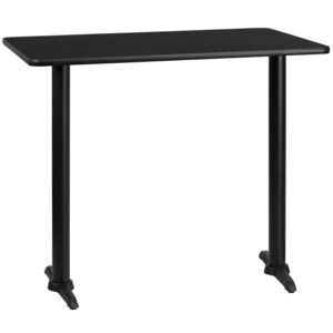 Wholesale 30'' x 48'' Rectangular Black Laminate Table Top with 5'' x 22'' Bar Height Table Bases