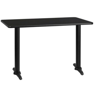 Wholesale 30'' x 48'' Rectangular Black Laminate Table Top with 5'' x 22'' Table Height Bases