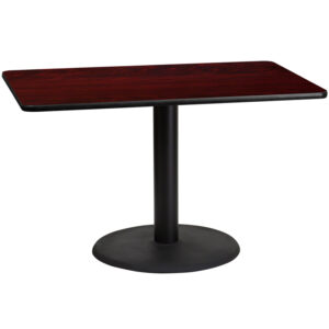 Wholesale 30'' x 48'' Rectangular Mahogany Laminate Table Top with 24'' Round Table Height Base