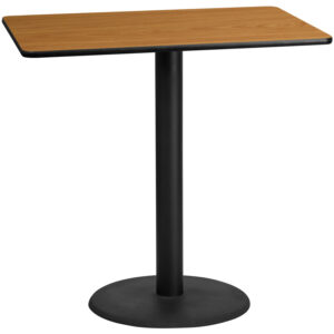 Wholesale 30'' x 48'' Rectangular Natural Laminate Table Top with 24'' Round Bar Height Table Base