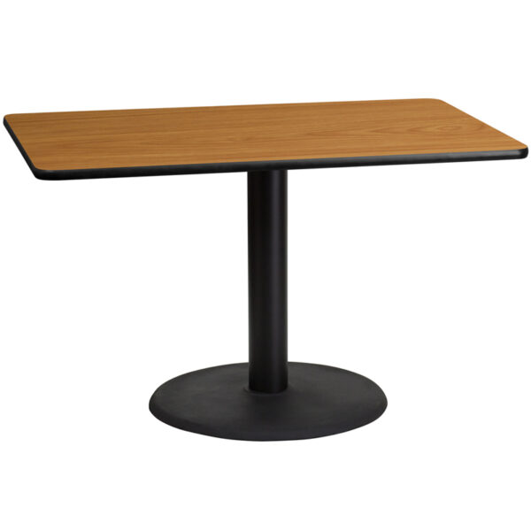 Wholesale 30'' x 48'' Rectangular Natural Laminate Table Top with 24'' Round Table Height Base