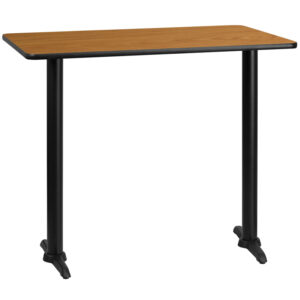 Wholesale 30'' x 48'' Rectangular Natural Laminate Table Top with 5'' x 22'' Bar Height Table Bases