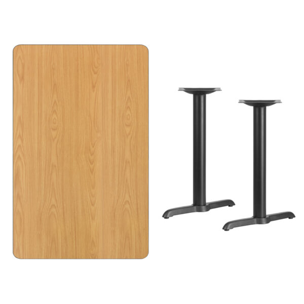 Lowest Price 30'' x 48'' Rectangular Natural Laminate Table Top with 5'' x 22'' Table Height Bases