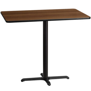 Wholesale 30'' x 48'' Rectangular Walnut Laminate Table Top with 22'' x 30'' Bar Height Table Base