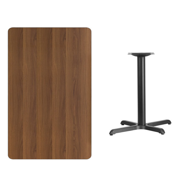 Lowest Price 30'' x 48'' Rectangular Walnut Laminate Table Top with 22'' x 30'' Table Height Base