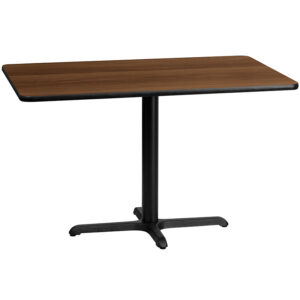 Wholesale 30'' x 48'' Rectangular Walnut Laminate Table Top with 22'' x 30'' Table Height Base