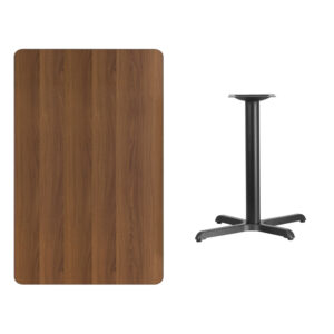 Wholesale 30'' x 48'' Rectangular Walnut Laminate Table Top with 24'' Round Table Height Base