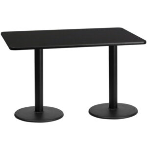 Wholesale 30'' x 60'' Rectangular Black Laminate Table Top with 18'' Round Table Height Bases
