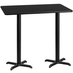 Wholesale 30'' x 60'' Rectangular Black Laminate Table Top with 22'' x 22'' Bar Height Table Bases