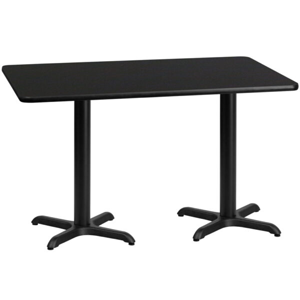 Wholesale 30'' x 60'' Rectangular Black Laminate Table Top with 22'' x 22'' Table Height Bases