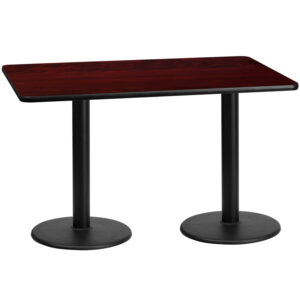 Wholesale 30'' x 60'' Rectangular Mahogany Laminate Table Top with 18'' Round Table Height Bases
