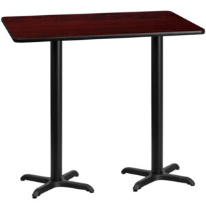 Wholesale 30'' x 60'' Rectangular Mahogany Laminate Table Top with 22'' x 22'' Bar Height Table Bases