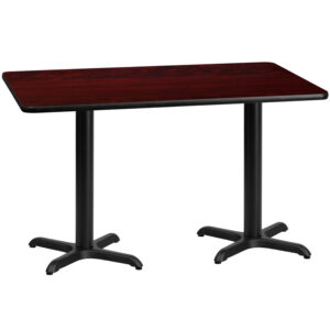 Wholesale 30'' x 60'' Rectangular Mahogany Laminate Table Top with 22'' x 22'' Table Height Bases