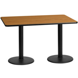 Wholesale 30'' x 60'' Rectangular Natural Laminate Table Top with 18'' Round Table Height Bases