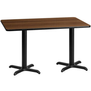 Wholesale 30'' x 60'' Rectangular Walnut Laminate Table Top with 22'' x 22'' Table Height Bases