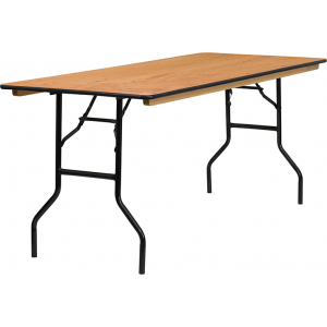 Wholesale 30'' x 72'' Rectangular Wood Folding Banquet Table with Clear Coated Finished Top